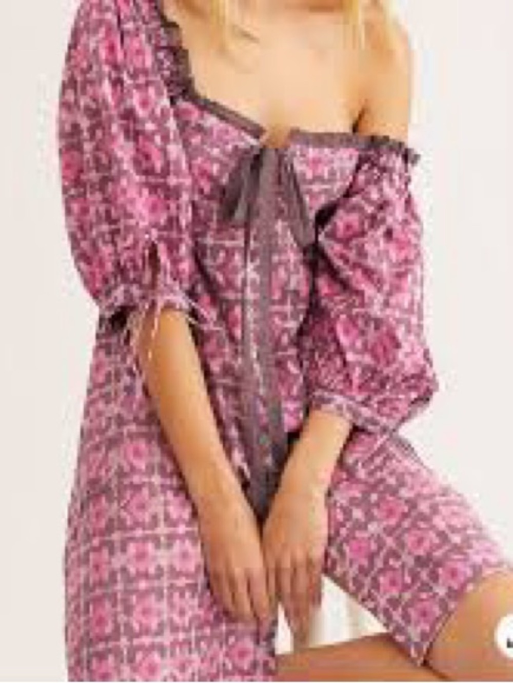 Kinga Csilla Waxed Ambrose Printed Lace Trim Mini Dress Sz 2